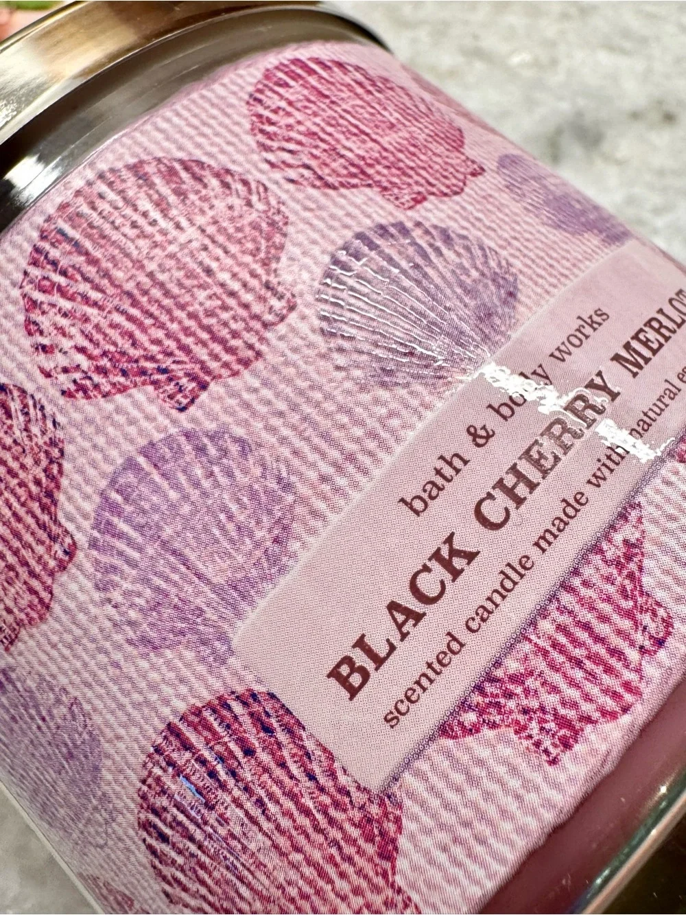 New Bath & Body Works 3-Wick Black Cherry Merlot Candle 14.5oz Pink Shell Design